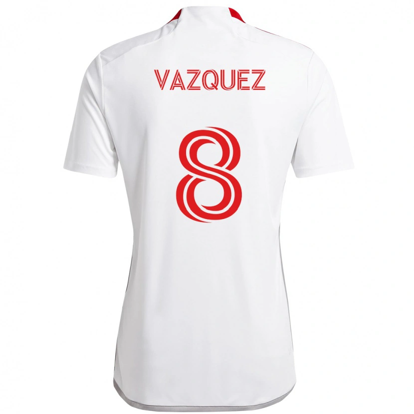 Danxen Herren Víctor Vázquez #8 Rot Weiß Auswärtstrikot Trikot 2025/26 T-Shirt Schweiz