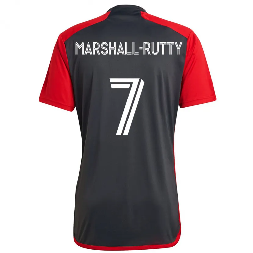 Danxen Kinder Jahkeele Marshall-Rutty #7 Grau Rot Heimtrikot Trikot 2024/25 T-Shirt Schweiz