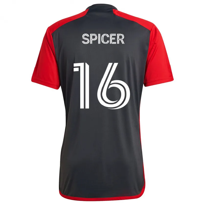 Danxen Kinder Tyrese Spicer #16 Grau Rot Heimtrikot Trikot 2024/25 T-Shirt Schweiz