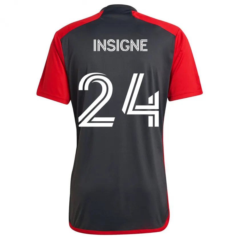 Danxen Kinder Lorenzo Insigne #24 Grau Rot Heimtrikot Trikot 2024/25 T-Shirt Schweiz