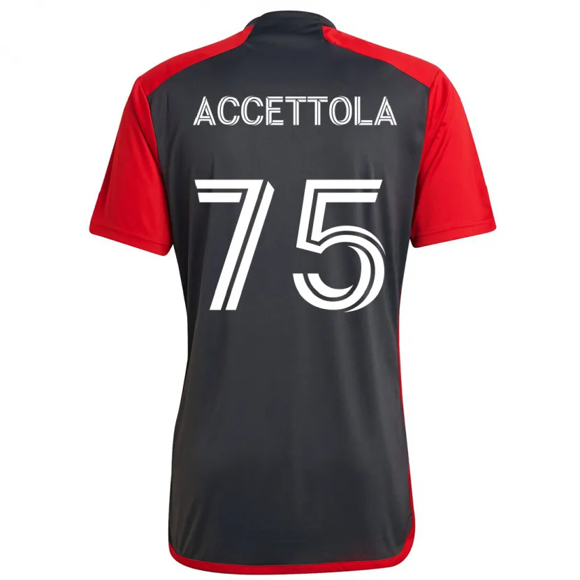 Danxen Kinder Luca Accettola #75 Grau Rot Heimtrikot Trikot 2024/25 T-Shirt Schweiz