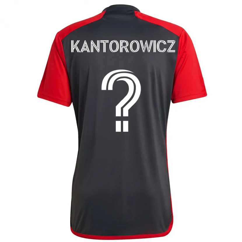 Danxen Kinder Dominic Kantorowicz #0 Grau Rot Heimtrikot Trikot 2024/25 T-Shirt Schweiz