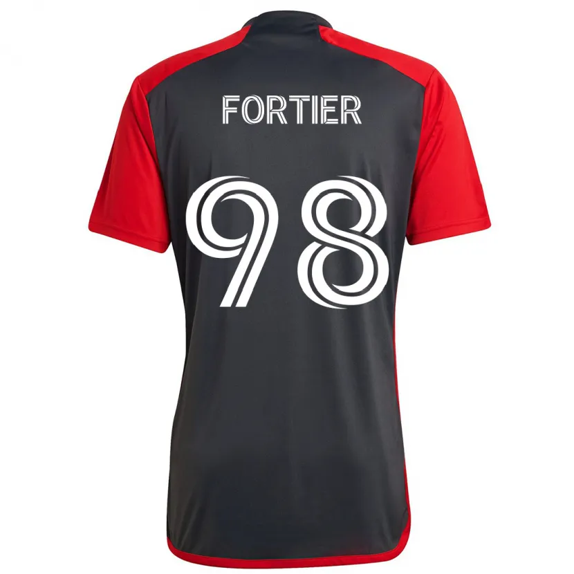 Danxen Kinder Kristjan Fortier #98 Grau Rot Heimtrikot Trikot 2024/25 T-Shirt Schweiz