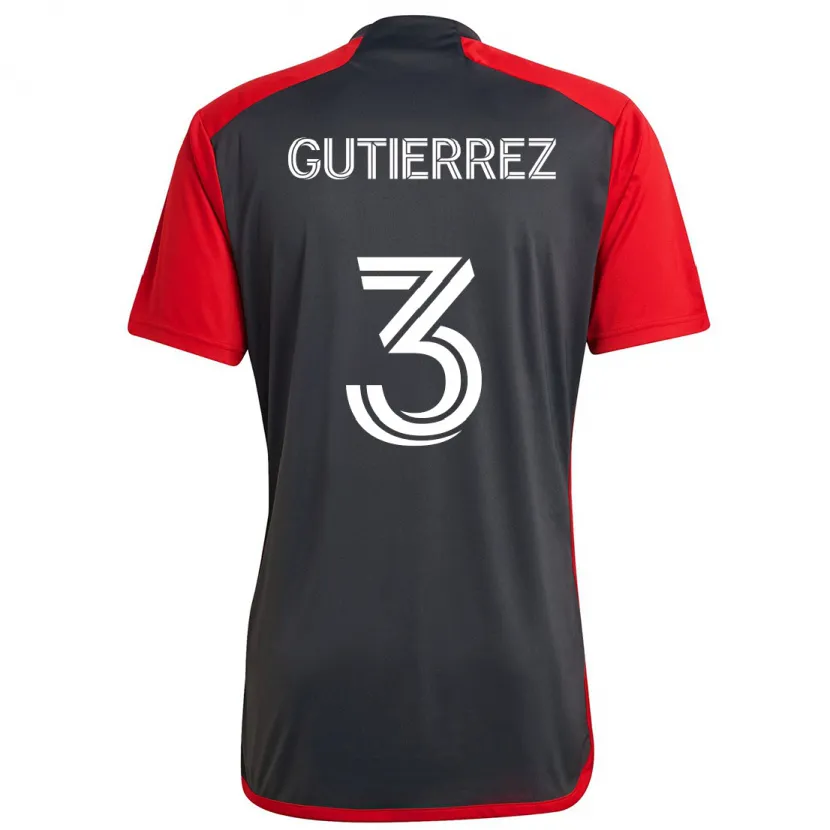 Danxen Kinder Cristián Gutiérrez #3 Grau Rot Heimtrikot Trikot 2024/25 T-Shirt Schweiz