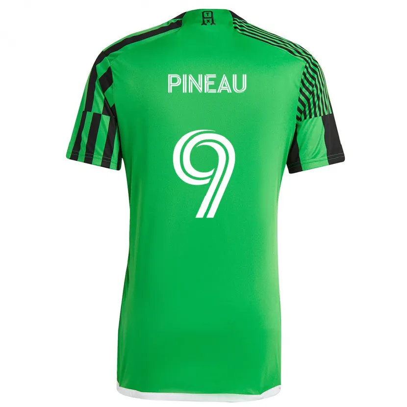 Danxen Kinder Sebastien Pineau #9 Grün Schwarz Heimtrikot Trikot 2024/25 T-Shirt Schweiz