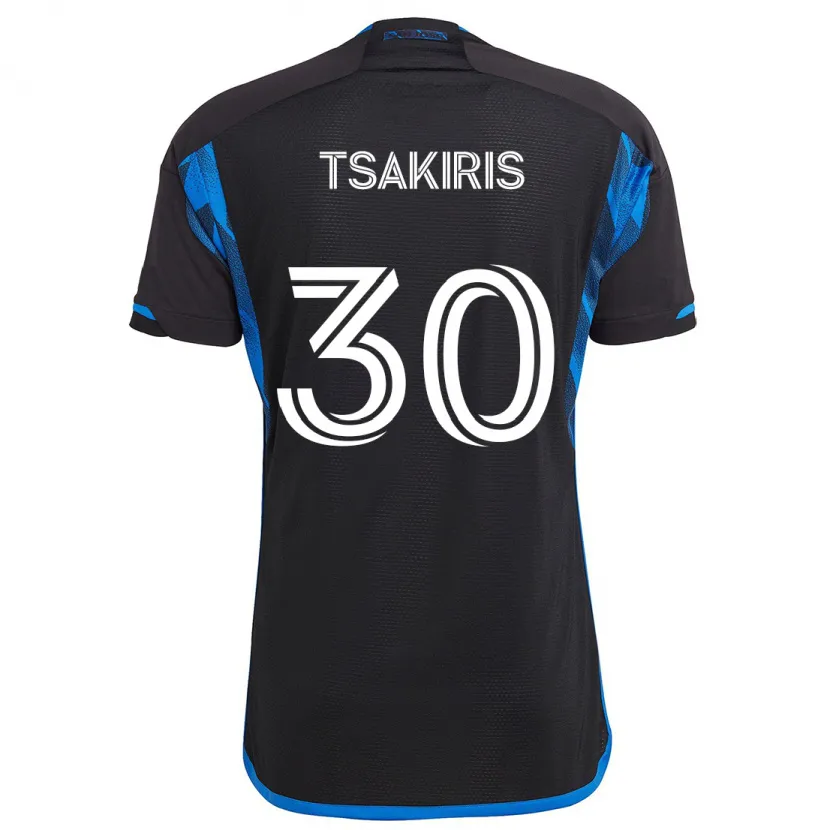 Danxen Kinder Niko Tsakiris #30 Blau Schwarz Heimtrikot Trikot 2024/25 T-Shirt Schweiz