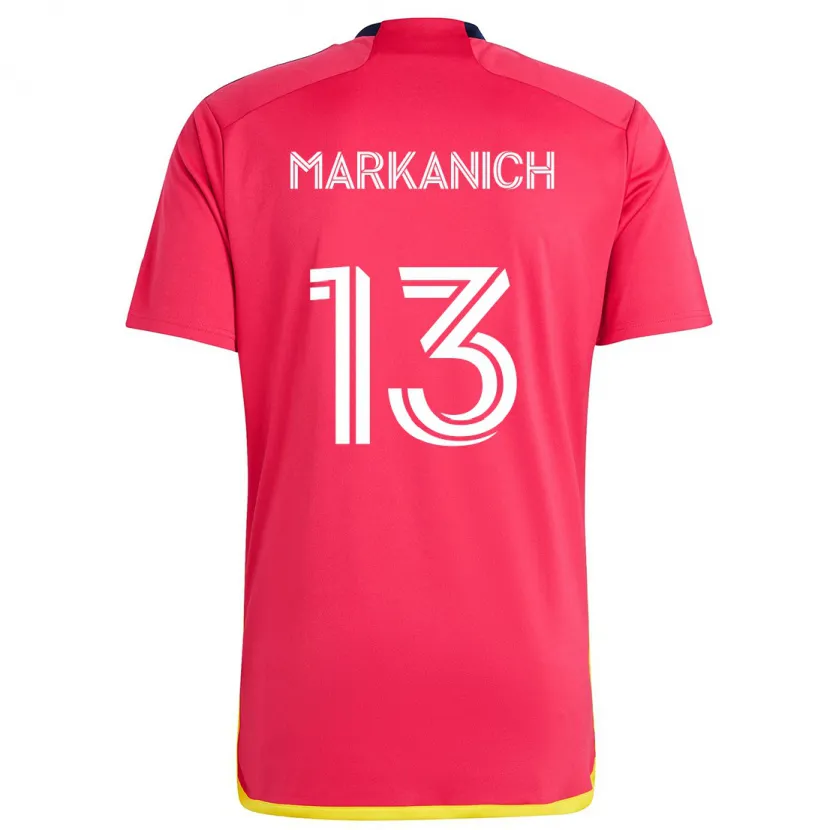 Danxen Kinder Anthony Markanich #13 Rot Blau Heimtrikot Trikot 2024/25 T-Shirt Schweiz