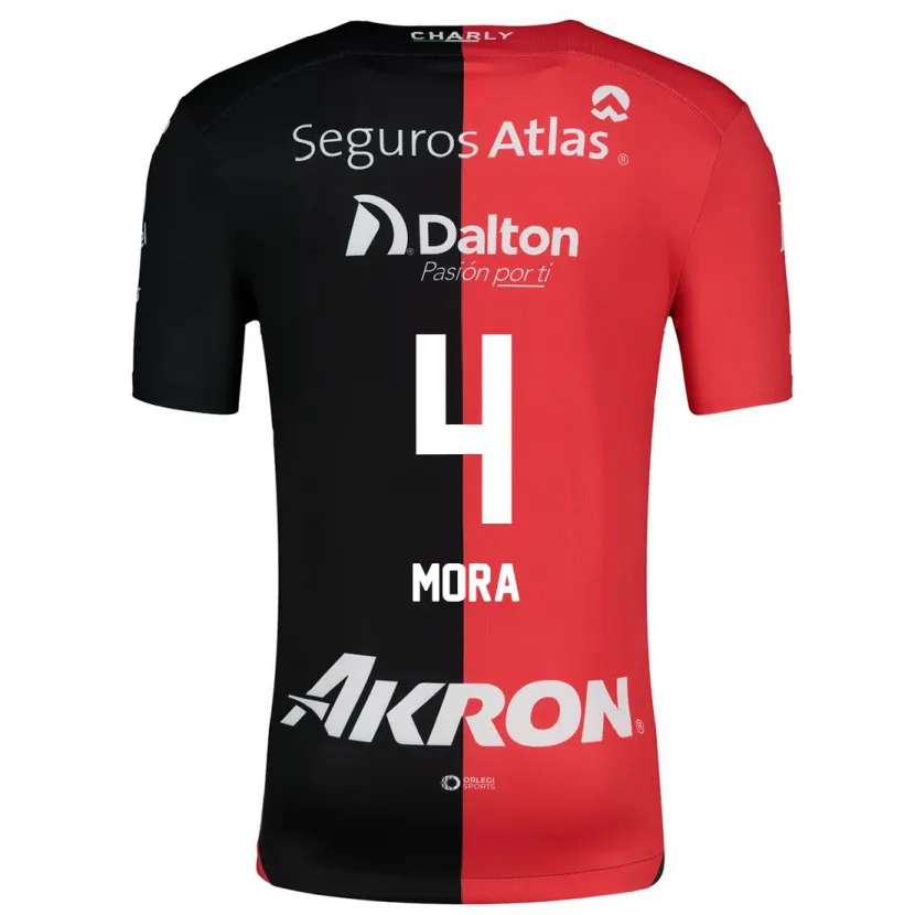 Danxen Kinder Adrián Mora #4 Rot Schwarz Heimtrikot Trikot 2024/25 T-Shirt Schweiz