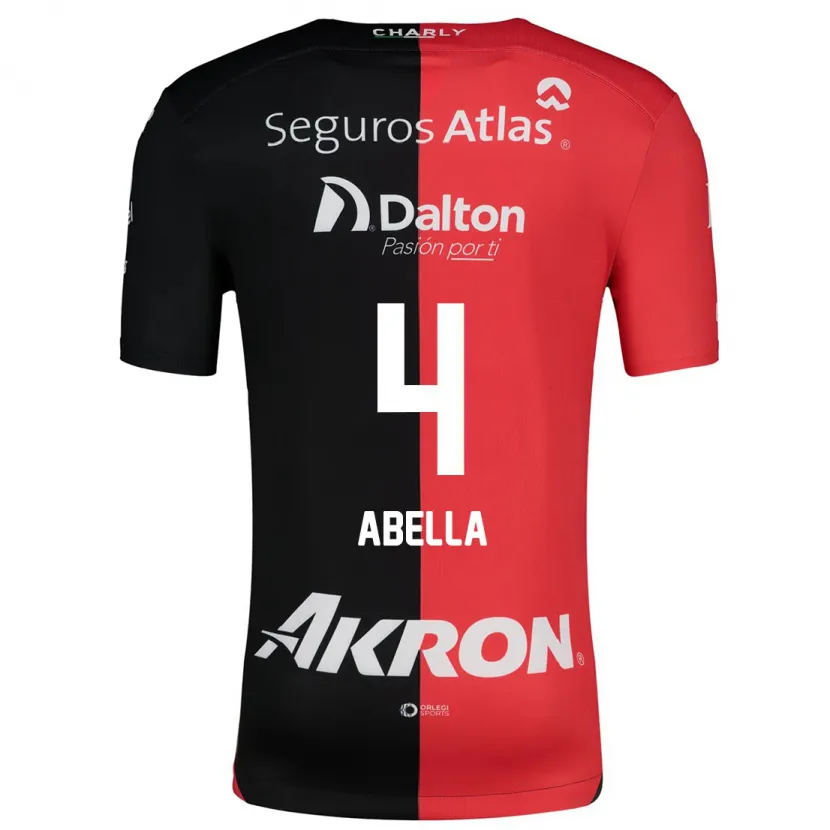 Danxen Kinder José Abella #4 Rot Schwarz Heimtrikot Trikot 2024/25 T-Shirt Schweiz