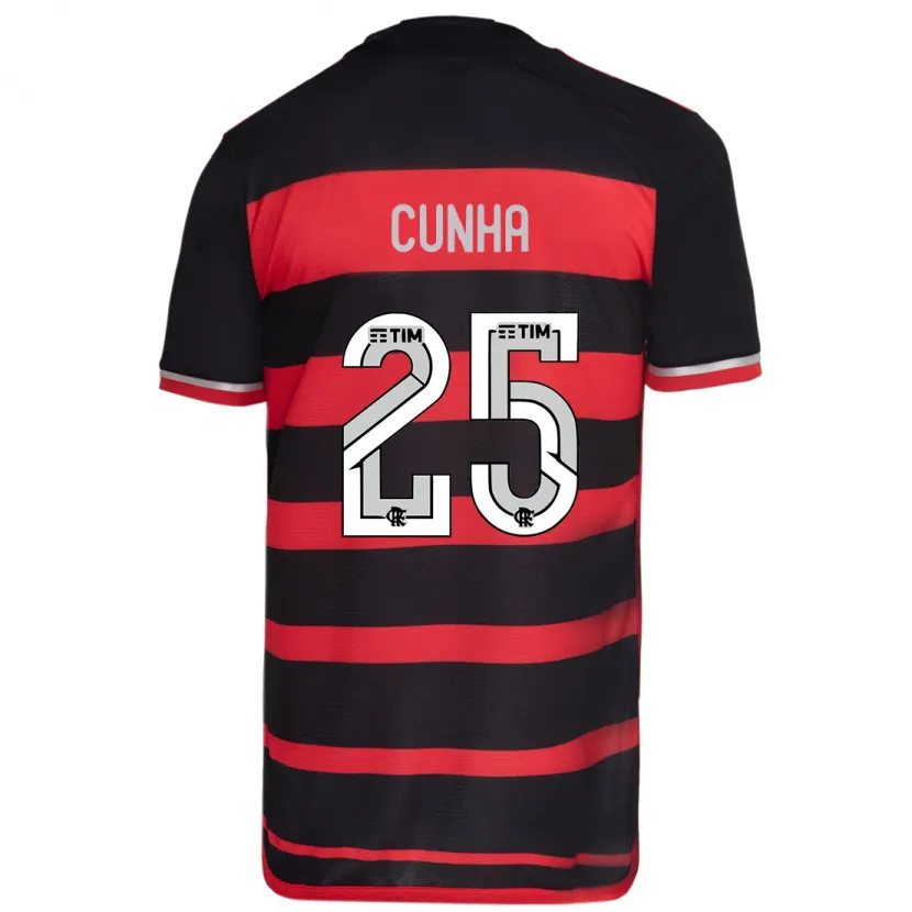 Danxen Kinder Matheus Cunha #25 Rot Schwarz Heimtrikot Trikot 2024/25 T-Shirt Schweiz