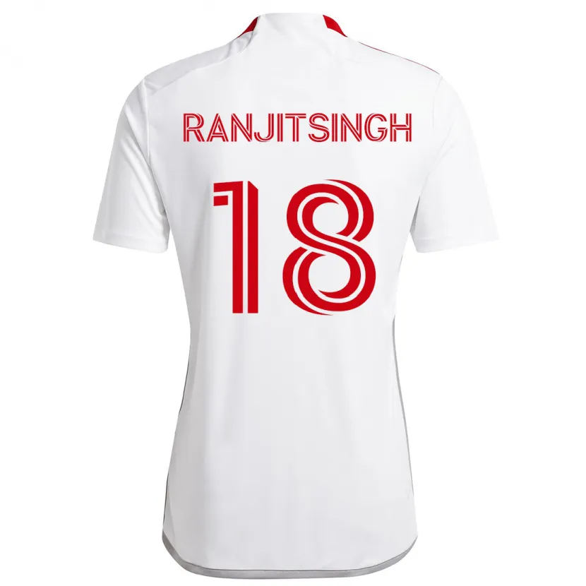 Danxen Kinder Greg Ranjitsingh #18 Weiß Rot Auswärtstrikot Trikot 2024/25 T-Shirt Schweiz