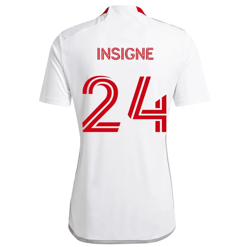 Danxen Kinder Lorenzo Insigne #24 Weiß Rot Auswärtstrikot Trikot 2024/25 T-Shirt Schweiz