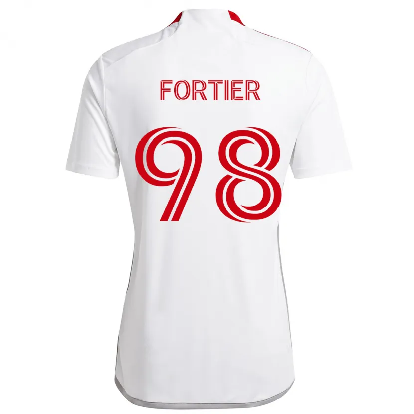 Danxen Kinder Kristjan Fortier #98 Weiß Rot Auswärtstrikot Trikot 2024/25 T-Shirt Schweiz