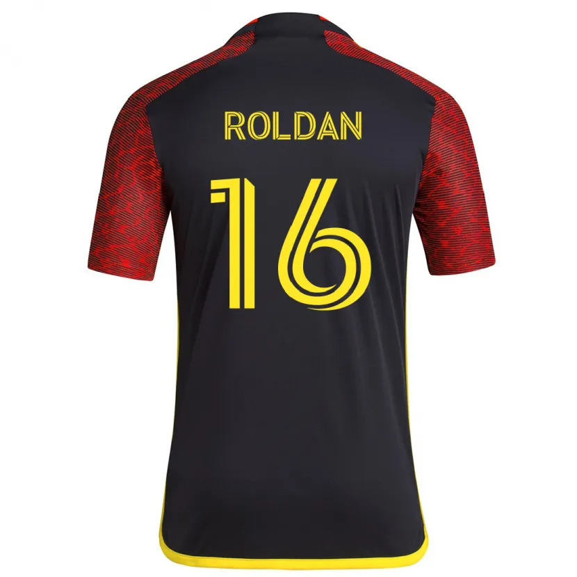 Danxen Kinder Álex Roldán #16 Rot Schwarz Auswärtstrikot Trikot 2024/25 T-Shirt Schweiz