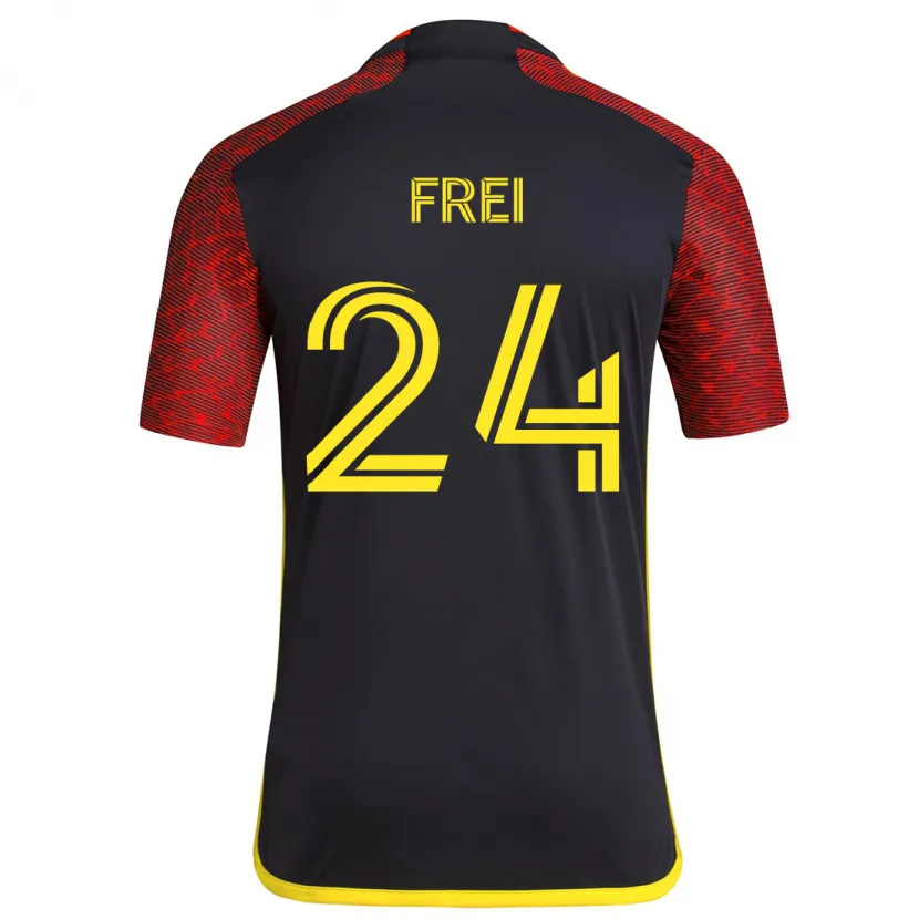 Danxen Kinder Stefan Frei #24 Rot Schwarz Auswärtstrikot Trikot 2024/25 T-Shirt Schweiz