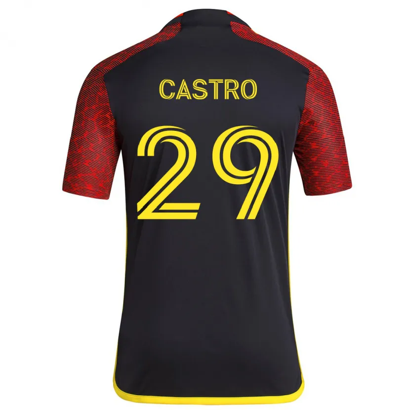 Danxen Kinder Jacob Castro #29 Rot Schwarz Auswärtstrikot Trikot 2024/25 T-Shirt Schweiz