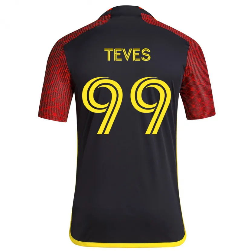 Danxen Kinder Dylan Teves #99 Rot Schwarz Auswärtstrikot Trikot 2024/25 T-Shirt Schweiz