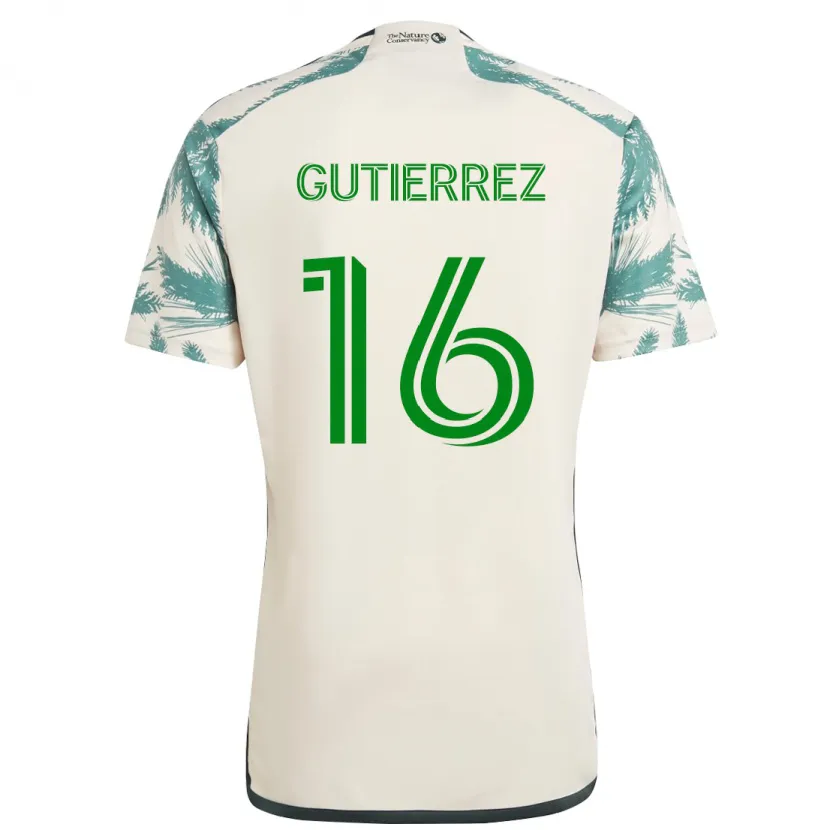 Danxen Kinder Diego Gutiérrez #16 Beige Braun Auswärtstrikot Trikot 2024/25 T-Shirt Schweiz