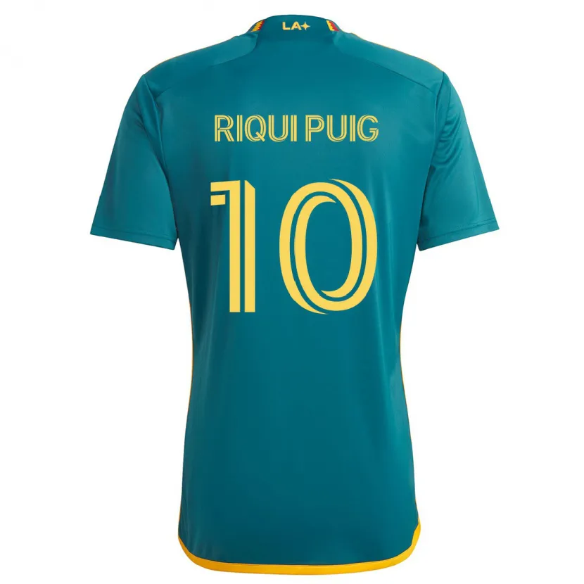 Danxen Kinder Riqui Puig #10 Grün Gelb Auswärtstrikot Trikot 2024/25 T-Shirt Schweiz