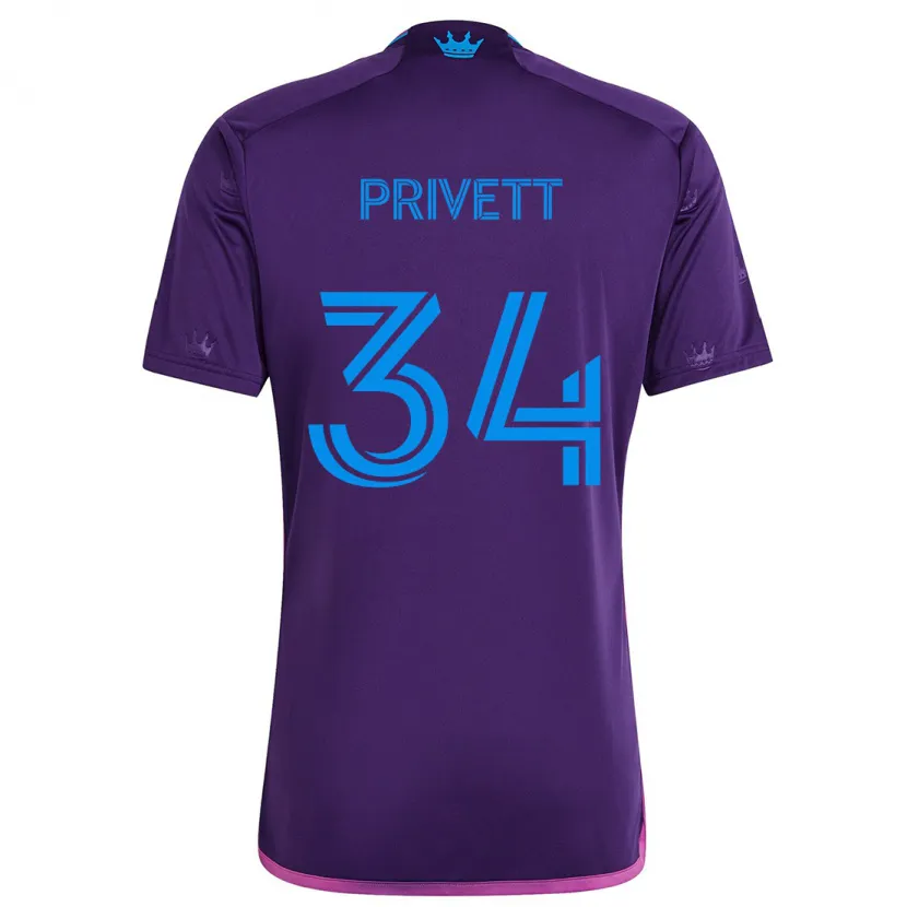 Danxen Kinder Andrew Privett #34 Lila-Blau Auswärtstrikot Trikot 2024/25 T-Shirt Schweiz