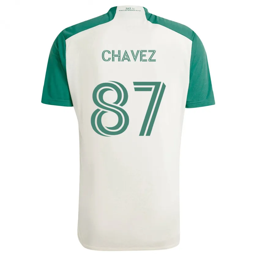 Danxen Kinder Alfonso Ocampo-Chávez #87 Braune Farben Grün Auswärtstrikot Trikot 2024/25 T-Shirt Schweiz