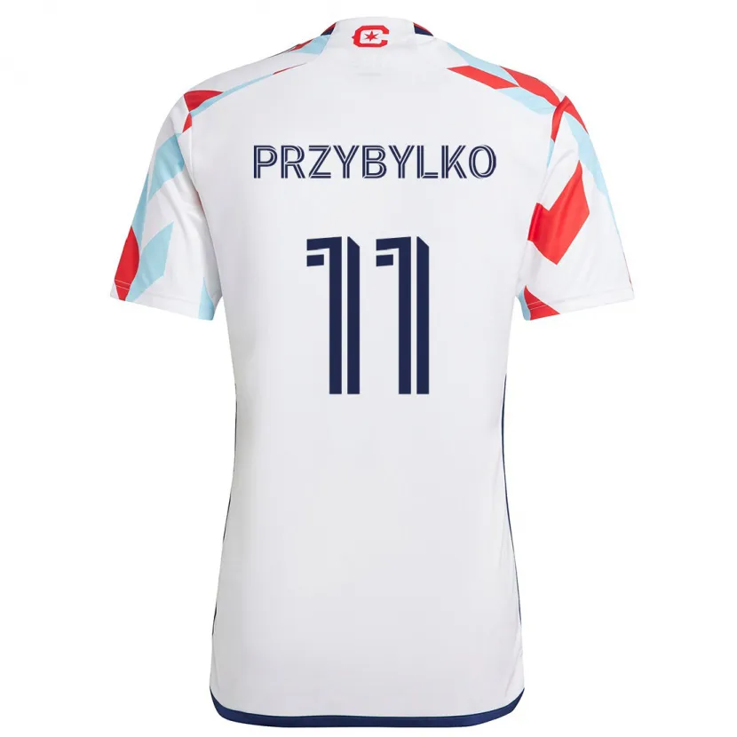 Danxen Kinder Kacper Przybylko #11 Weiß Rot Blau Auswärtstrikot Trikot 2024/25 T-Shirt Schweiz