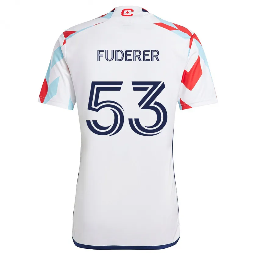 Danxen Kinder Jake Fuderer #53 Weiß Rot Blau Auswärtstrikot Trikot 2024/25 T-Shirt Schweiz