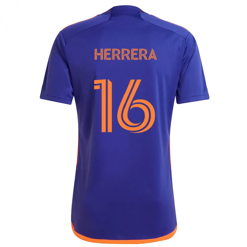 Danxen Kinder Héctor Herrera #16 Lila Orange Auswärtstrikot Trikot 2024/25 T-Shirt Schweiz