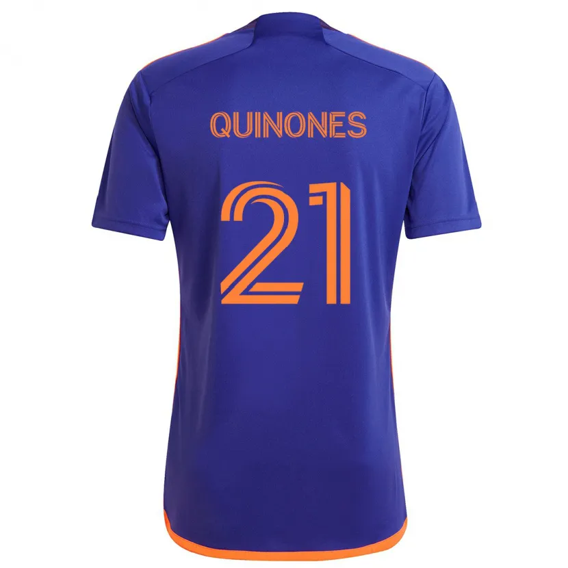 Danxen Kinder Nelson Quiñónes #21 Lila Orange Auswärtstrikot Trikot 2024/25 T-Shirt Schweiz