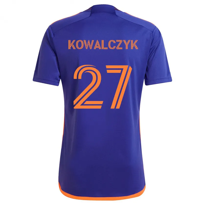 Danxen Kinder Sebastian Kowalczyk #27 Lila Orange Auswärtstrikot Trikot 2024/25 T-Shirt Schweiz