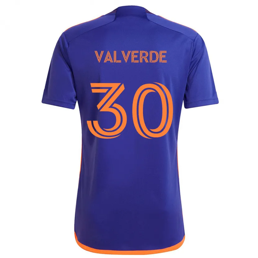 Danxen Kinder Jefferson Valverde #30 Lila Orange Auswärtstrikot Trikot 2024/25 T-Shirt Schweiz