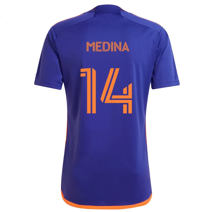 Danxen Kinder Jeferson Medina #14 Lila Orange Auswärtstrikot Trikot 2024/25 T-Shirt Schweiz