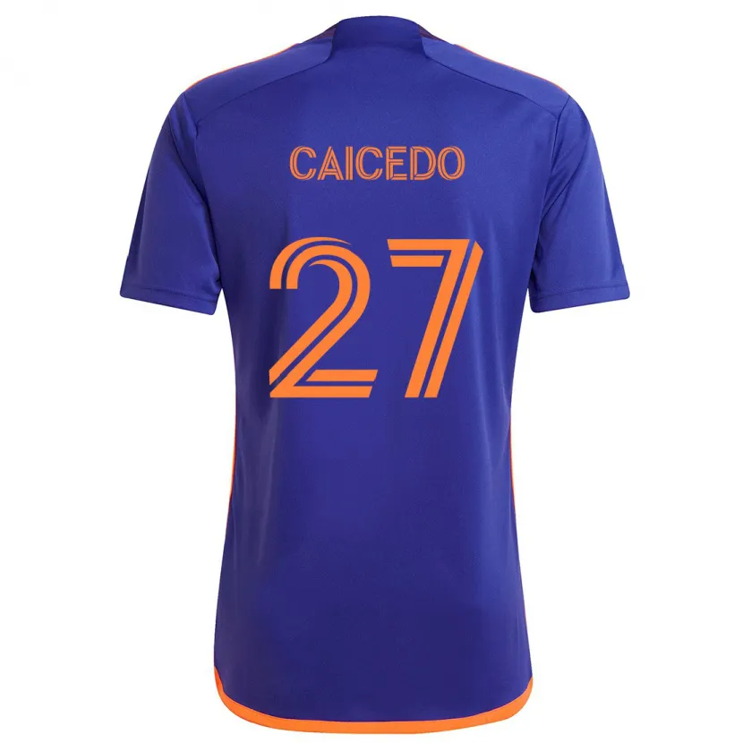 Danxen Kinder Luis Caicedo #27 Lila Orange Auswärtstrikot Trikot 2024/25 T-Shirt Schweiz