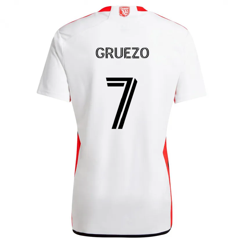 Danxen Kinder Carlos Gruezo #7 Weiß Rot Auswärtstrikot Trikot 2024/25 T-Shirt Schweiz