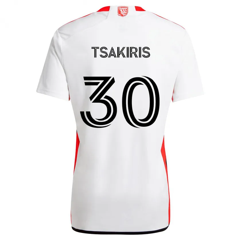 Danxen Kinder Niko Tsakiris #30 Weiß Rot Auswärtstrikot Trikot 2024/25 T-Shirt Schweiz