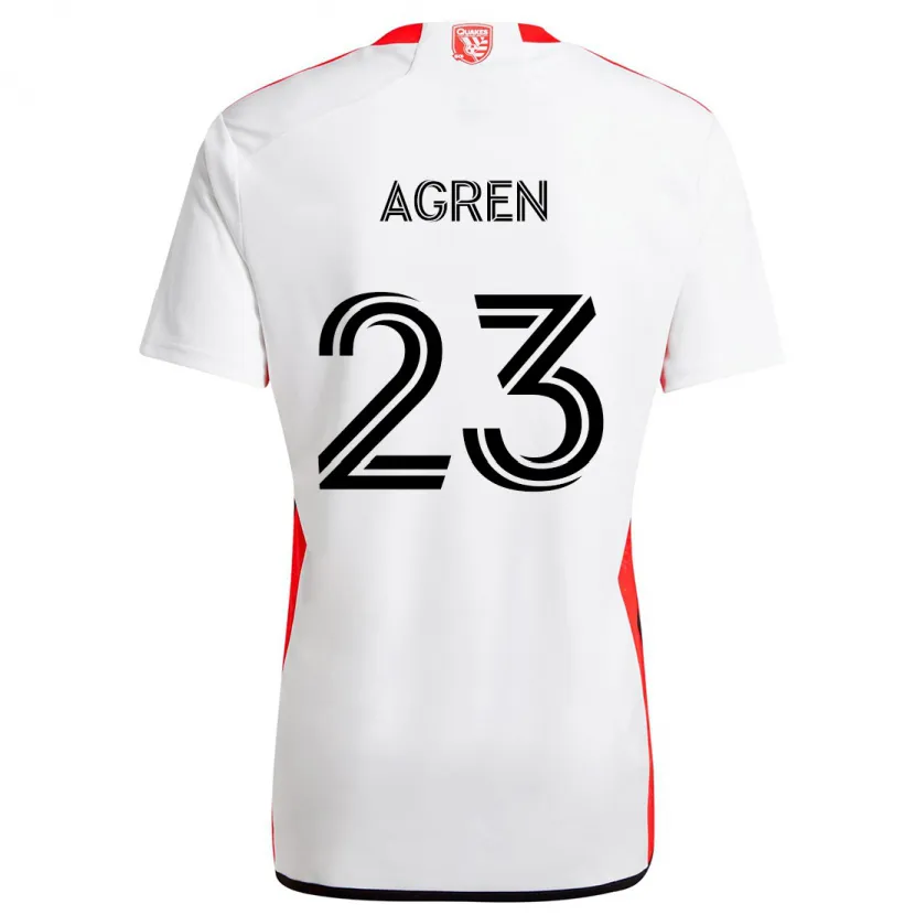 Danxen Kinder Oskar Agren #23 Weiß Rot Auswärtstrikot Trikot 2024/25 T-Shirt Schweiz