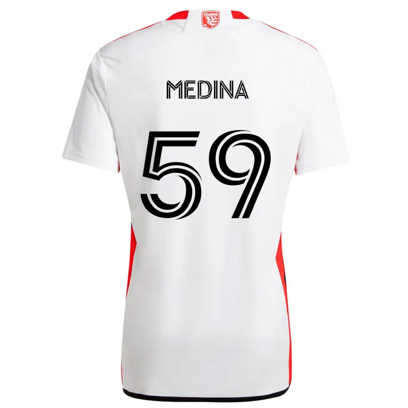 Danxen Kinder Cruz Medina #59 Weiß Rot Auswärtstrikot Trikot 2024/25 T-Shirt Schweiz