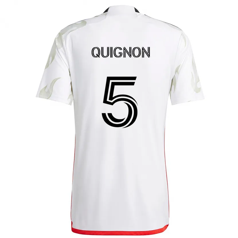 Danxen Kinder Facundo Quignón #5 Weiß Rot Schwarz Auswärtstrikot Trikot 2024/25 T-Shirt Schweiz