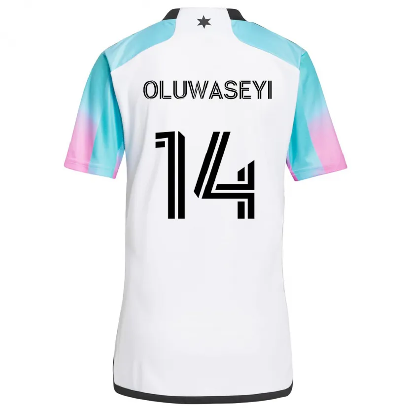 Danxen Kinder Tani Oluwaseyi #14 Weiß Blau Schwarz Auswärtstrikot Trikot 2024/25 T-Shirt Schweiz