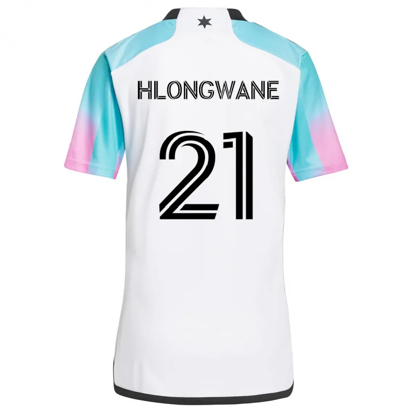 Danxen Kinder Bongokuhle Hlongwane #21 Weiß Blau Schwarz Auswärtstrikot Trikot 2024/25 T-Shirt Schweiz