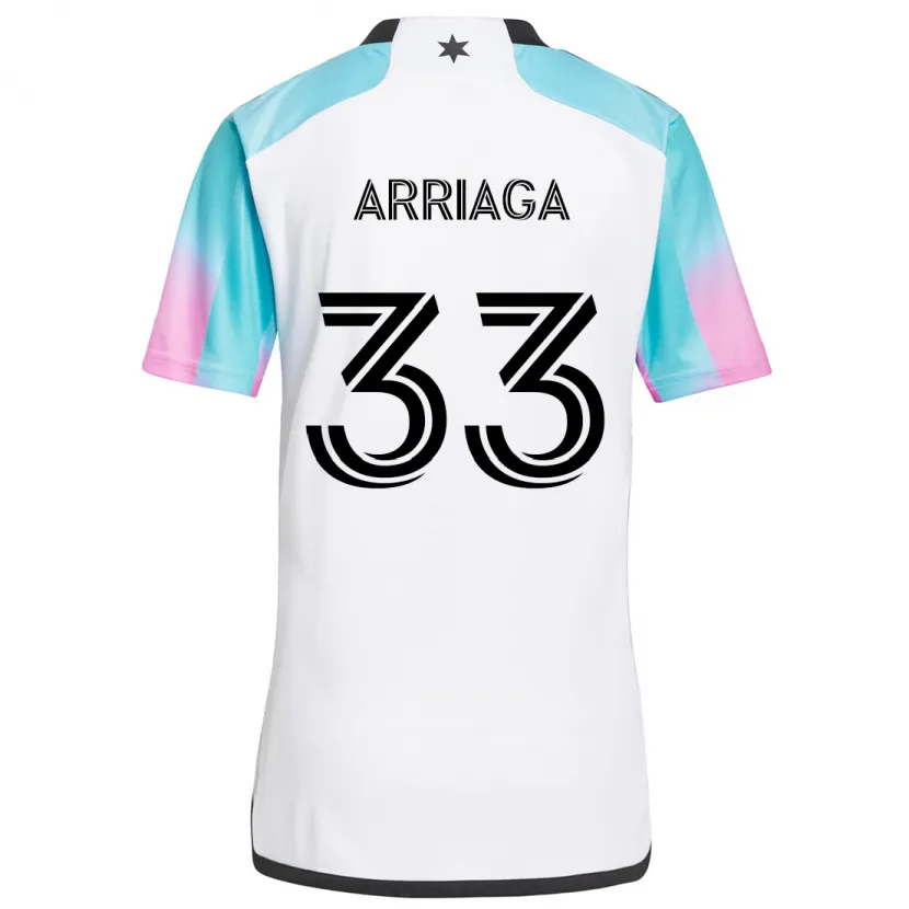 Danxen Kinder Kervin Arriaga #33 Weiß Blau Schwarz Auswärtstrikot Trikot 2024/25 T-Shirt Schweiz