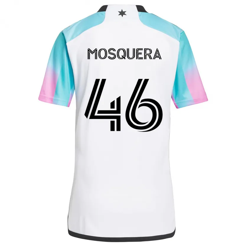 Danxen Kinder Juan Camilo Mosquera #46 Weiß Blau Schwarz Auswärtstrikot Trikot 2024/25 T-Shirt Schweiz