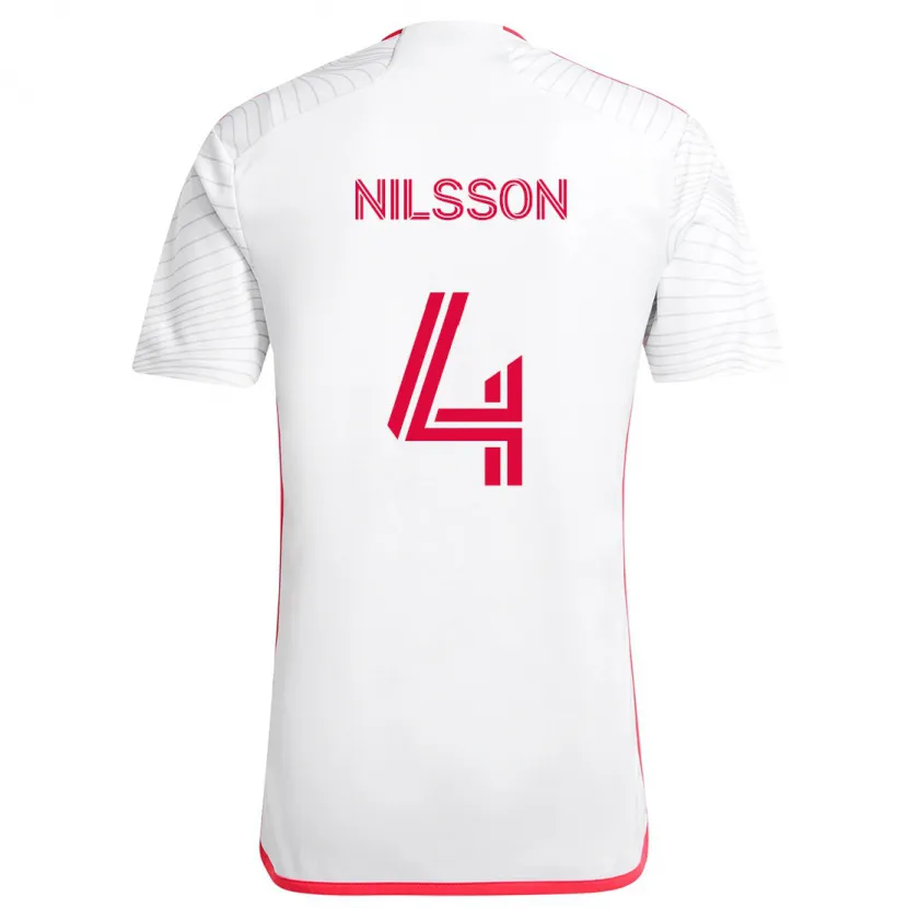 Danxen Kinder Joakim Nilsson #4 Weiß Rot Auswärtstrikot Trikot 2024/25 T-Shirt Schweiz