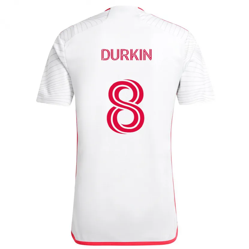 Danxen Kinder Chris Durkin #8 Weiß Rot Auswärtstrikot Trikot 2024/25 T-Shirt Schweiz