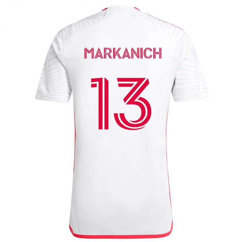 Danxen Kinder Anthony Markanich #13 Weiß Rot Auswärtstrikot Trikot 2024/25 T-Shirt Schweiz