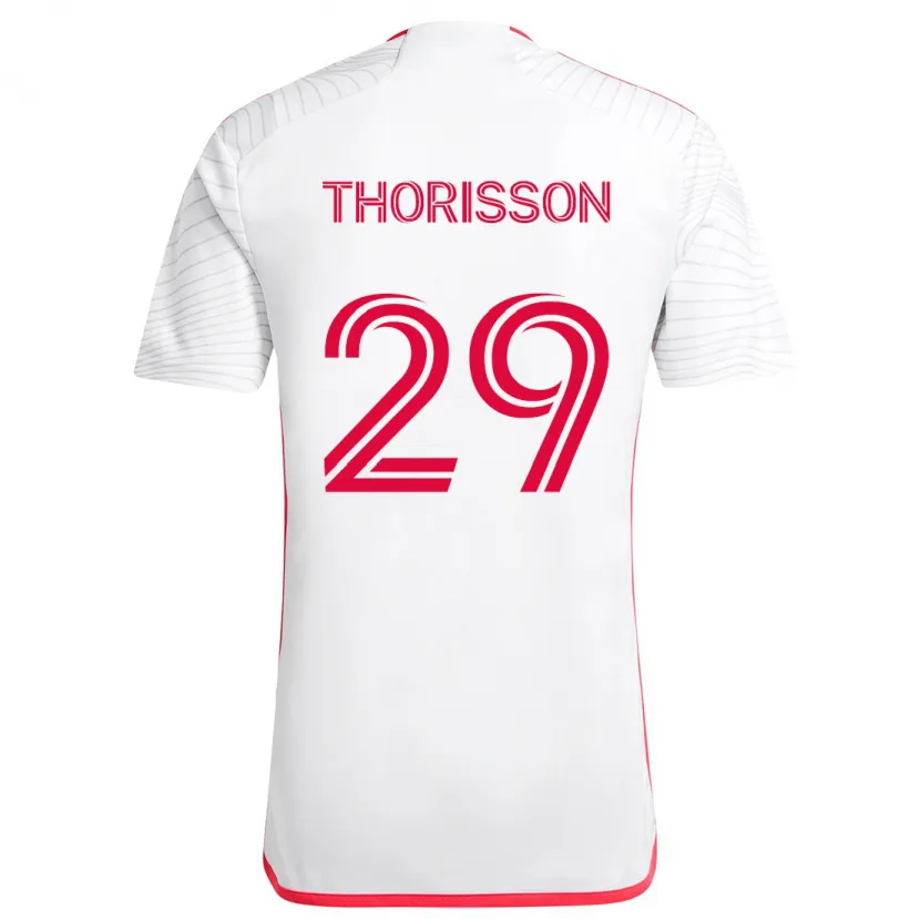 Danxen Kinder Nökkvi Thórisson #29 Weiß Rot Auswärtstrikot Trikot 2024/25 T-Shirt Schweiz