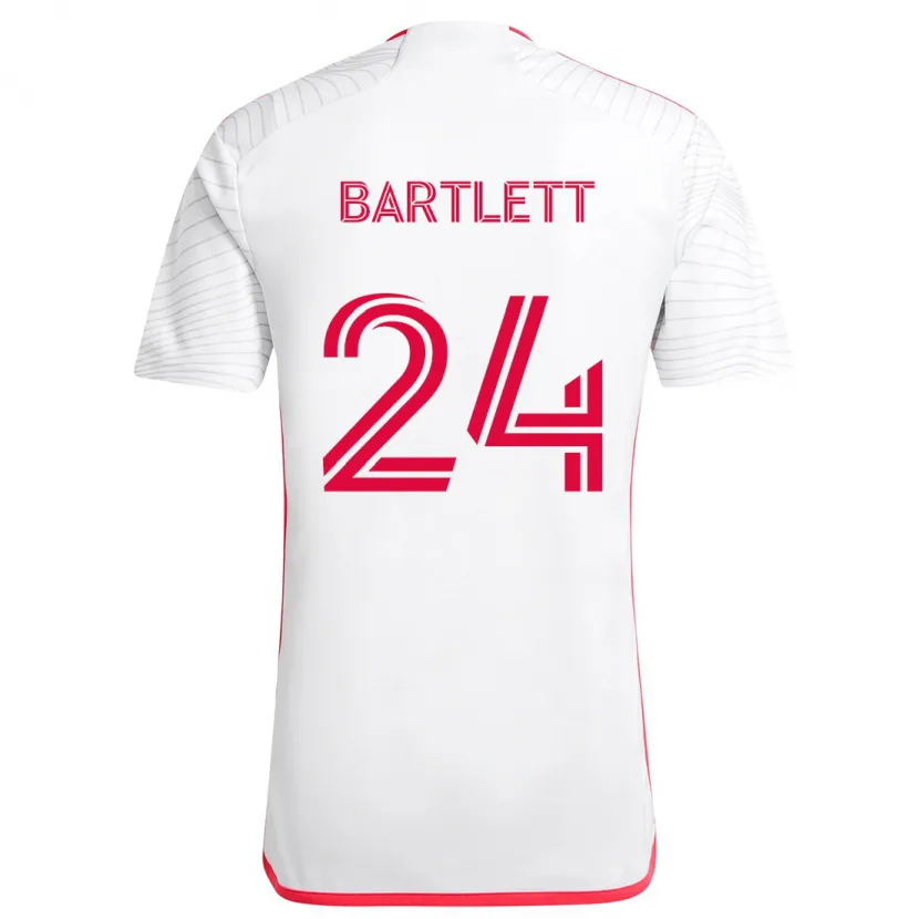 Danxen Kinder Lucas Bartlett #24 Weiß Rot Auswärtstrikot Trikot 2024/25 T-Shirt Schweiz