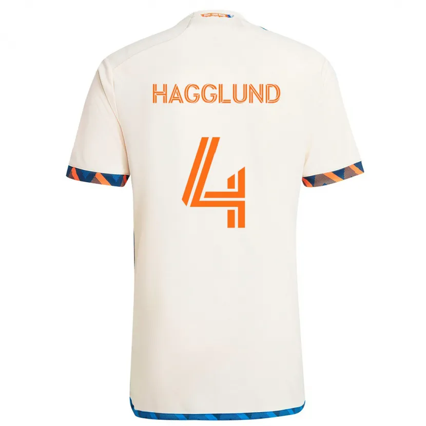 Danxen Kinder Nick Hagglund #4 Weiß Orange Auswärtstrikot Trikot 2024/25 T-Shirt Schweiz