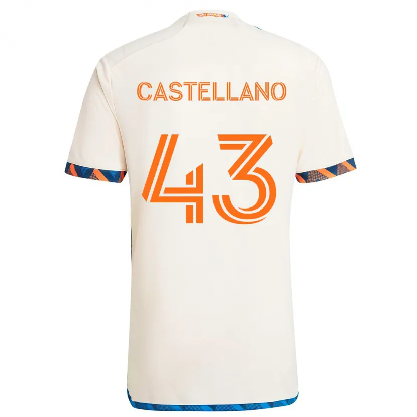 Danxen Kinder Jesús Castellano #43 Weiß Orange Auswärtstrikot Trikot 2024/25 T-Shirt Schweiz