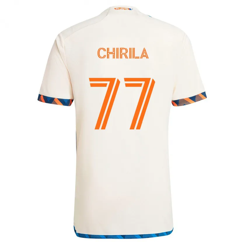 Danxen Kinder Stefan Chirila #77 Weiß Orange Auswärtstrikot Trikot 2024/25 T-Shirt Schweiz